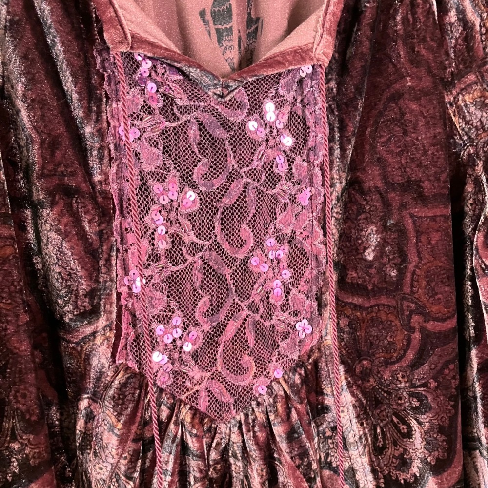 UNITY Velour Babydoll Top 2X Flare Sleeve Y2K Fairy Grunge Whimsigoth Purple - Picture 5 of 10